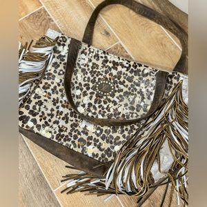 Keep it Gypsy Western Cowhide Leather Tote Bag with Fringe